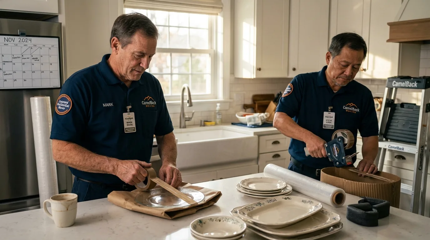 Professional crew packing kitchen dishware in Lookout Mountain, GA